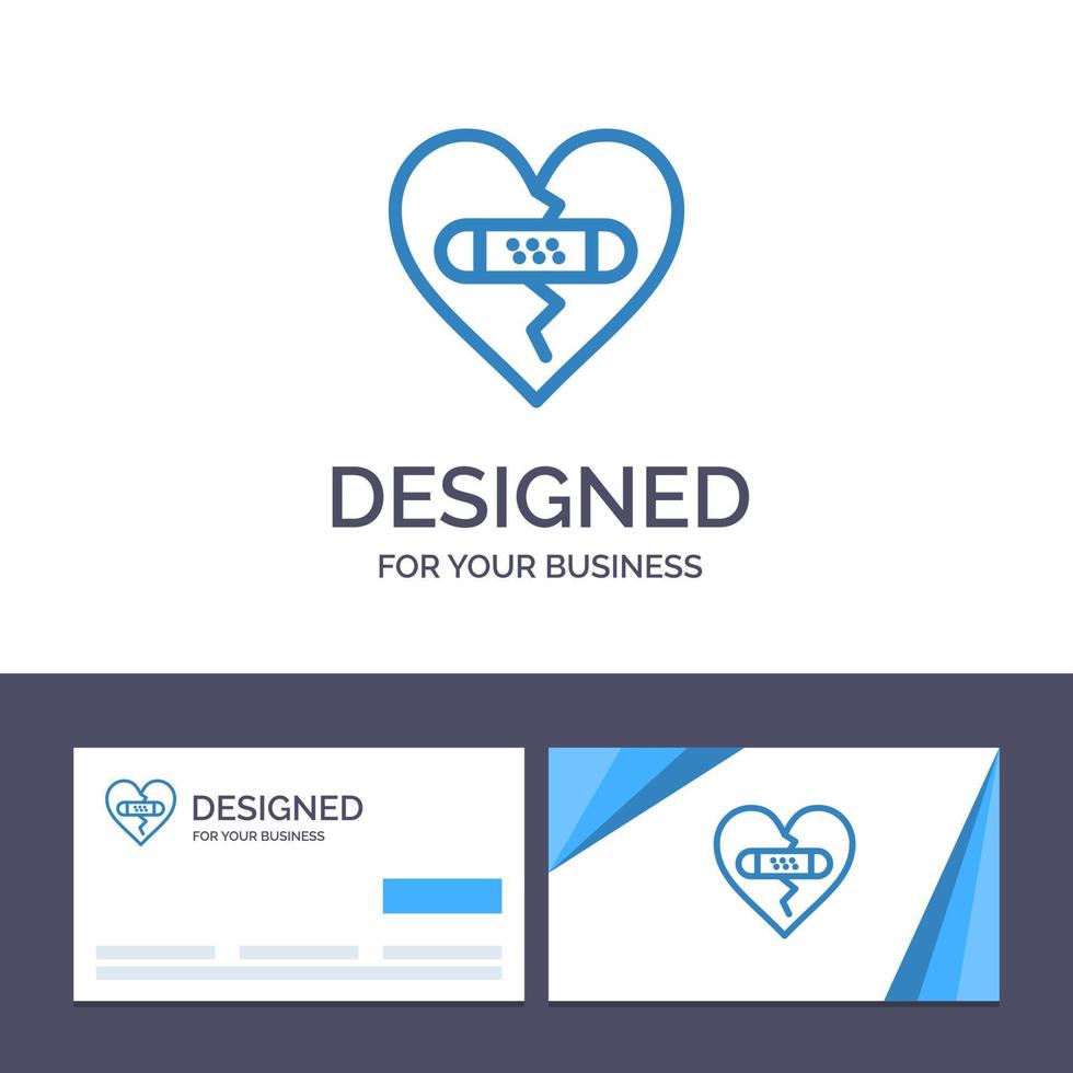 kreativ företag kort och logotyp mall bruten känslor förlåtelse hjärta kärlek vektor illustration