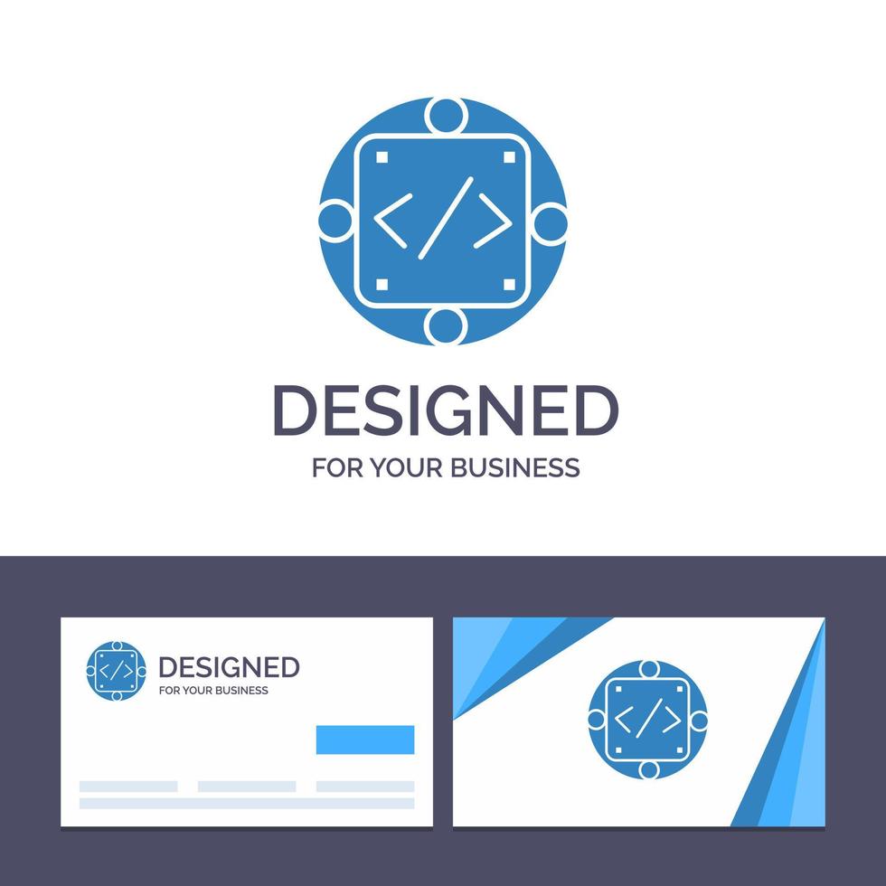 kreativ företag kort och logotyp mall koda beställnings- genomförande förvaltning produkt vektor illustration