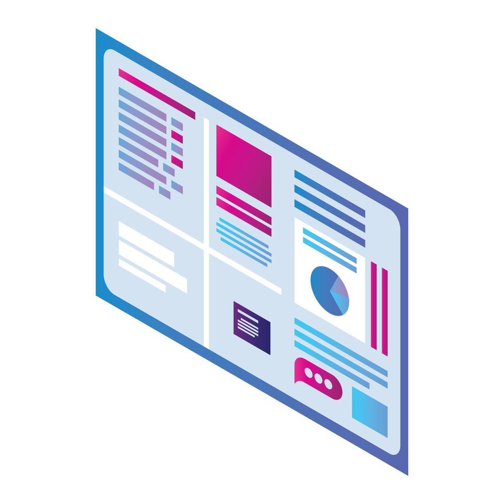 visualisierungswandsymbol, isometrischer stil vektor
