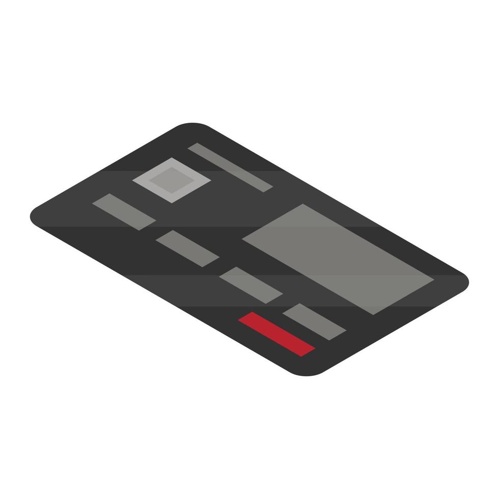 röd svart kreditera kort ikon, isometrisk stil vektor