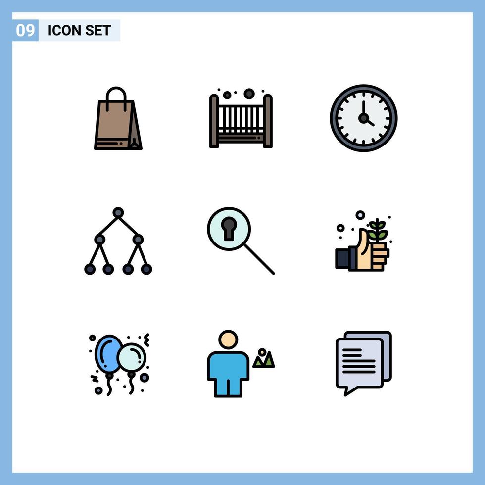 uppsättning av 9 modern ui ikoner symboler tecken för jord Sök Kontakt nyckelhål social redigerbar vektor design element