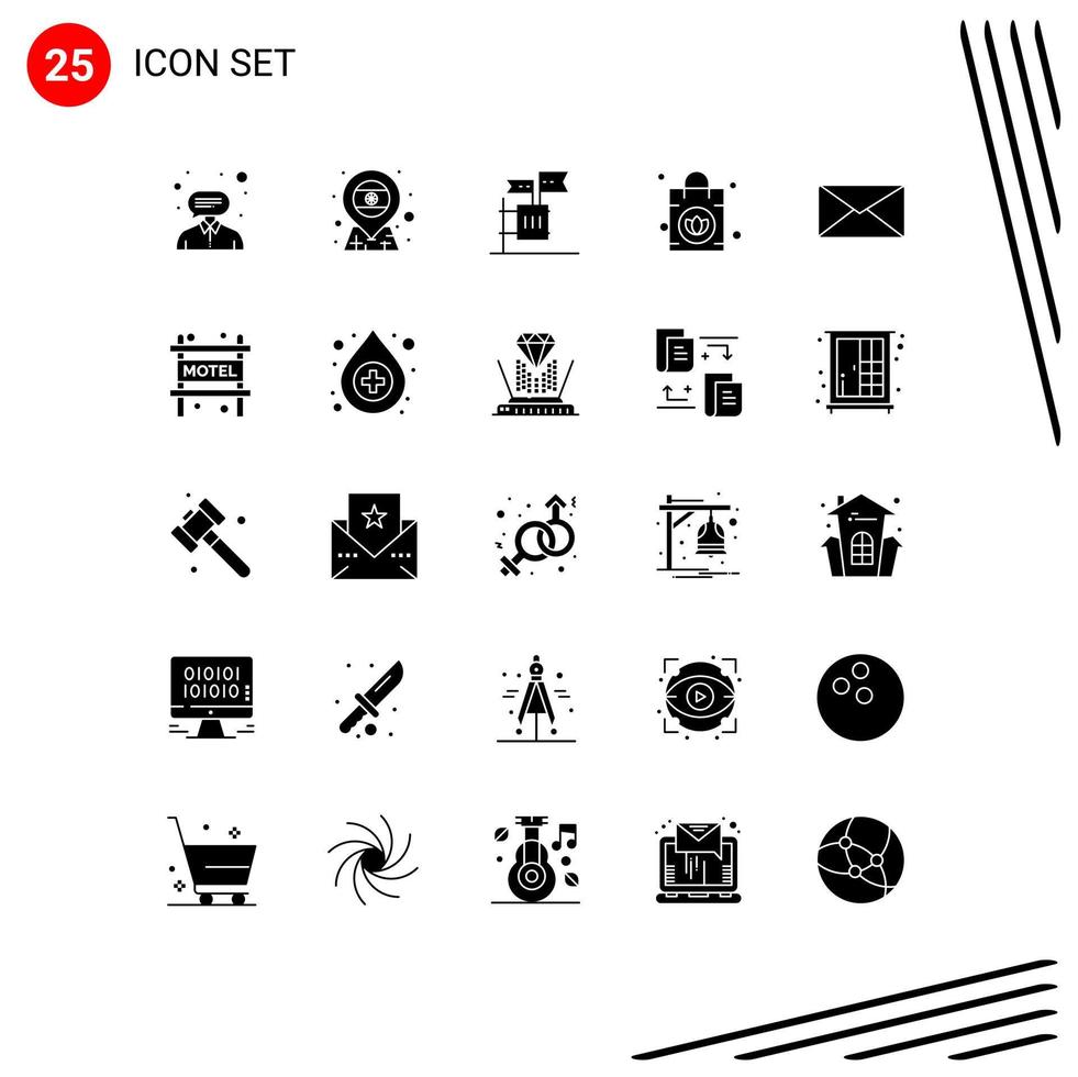 stock vektor ikon packa av 25 linje tecken och symboler för e-post handväska valsedel damer skräp redigerbar vektor design element