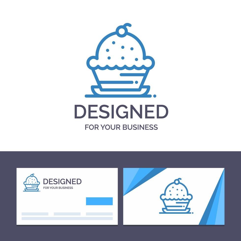 kreativ företag kort och logotyp mall kaka efterrätt muffin ljuv tacksägelse vektor illustration