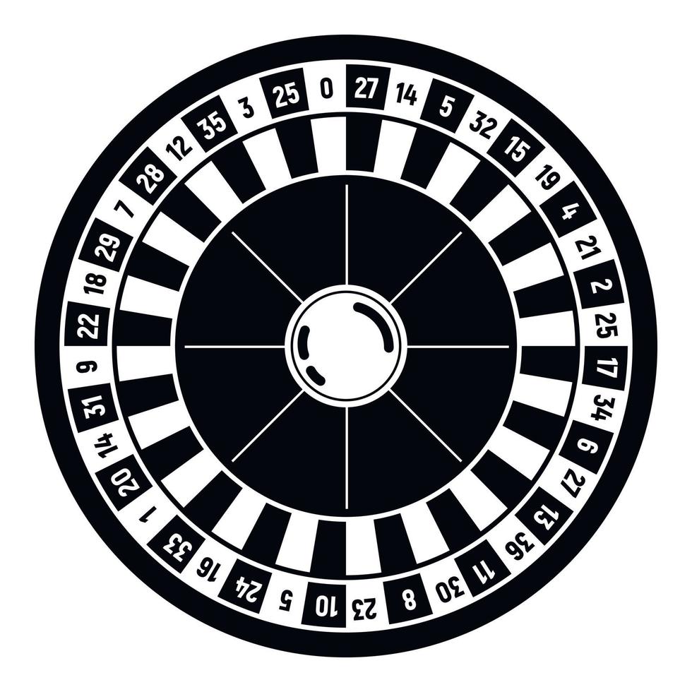 kasino roulett ikon, enkel stil vektor