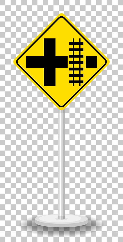 gelbes Verkehrswarnschild auf transparentem Hintergrund vektor