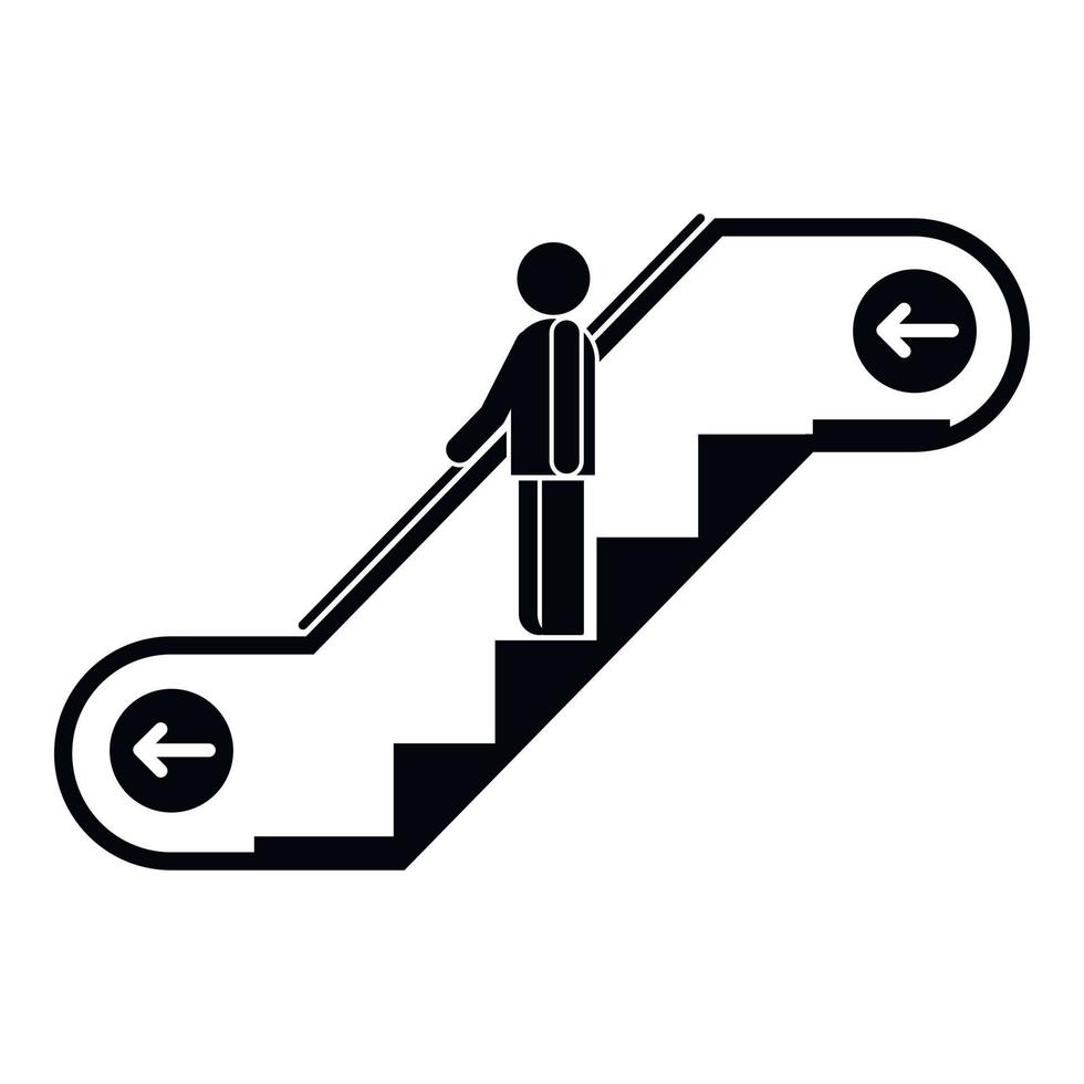 Man Rolltreppe nach unten bewegen Symbol, einfachen Stil vektor
