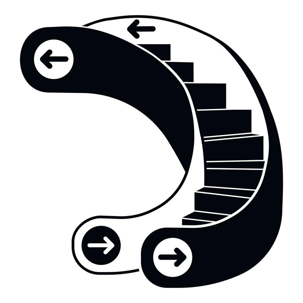 Kurve Rolltreppe Symbol, einfachen Stil vektor