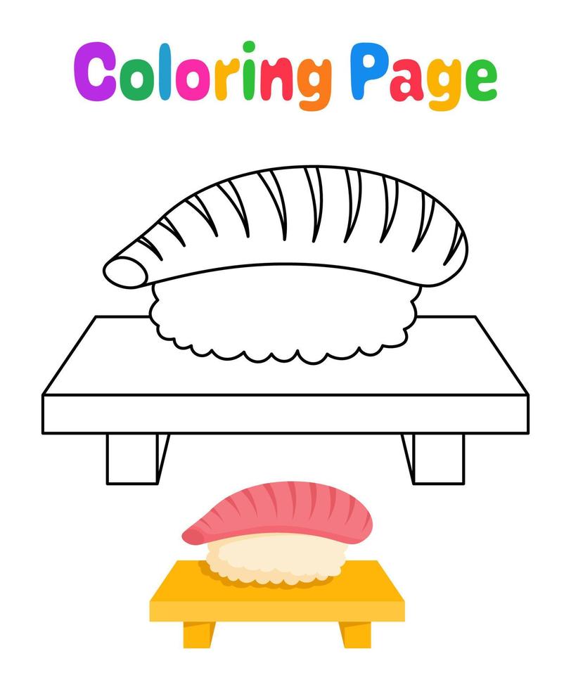 färg sida med sushi för barn vektor