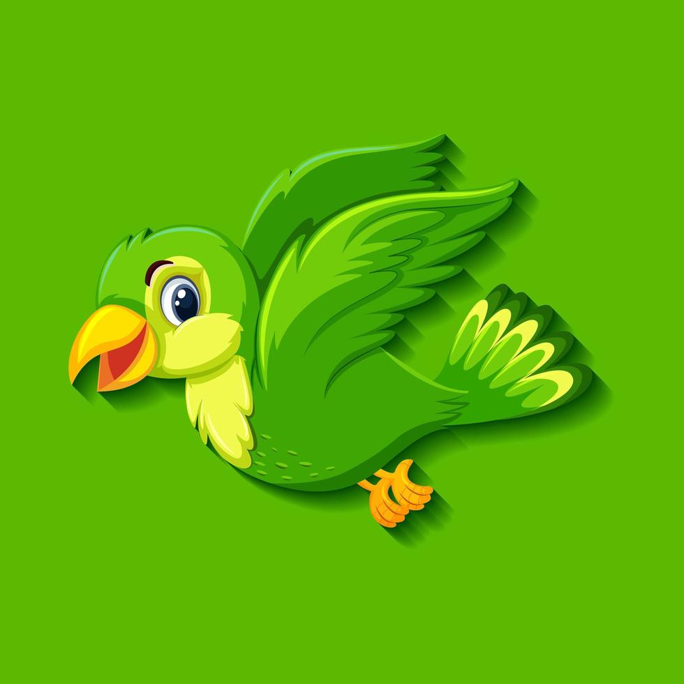 söt grön fågel seriefigur vektor