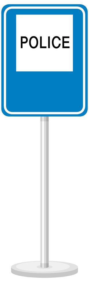 Polizei-Straßenschild mit Stand lokalisiert auf weißem Hintergrund vektor