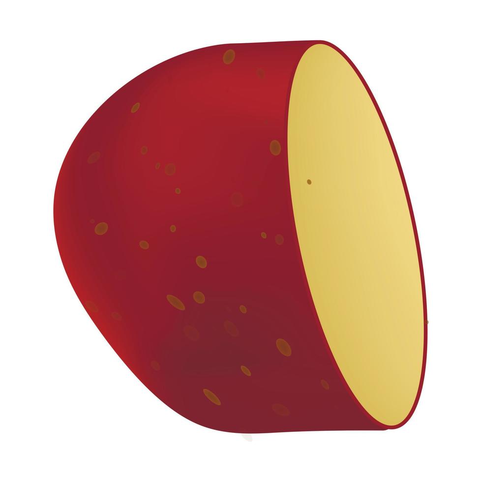 halv röd potatis ikon, realistisk stil vektor