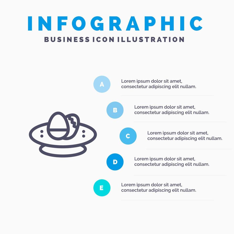 skål firande påsk ägg bo linje ikon med 5 steg presentation infographics bakgrund vektor