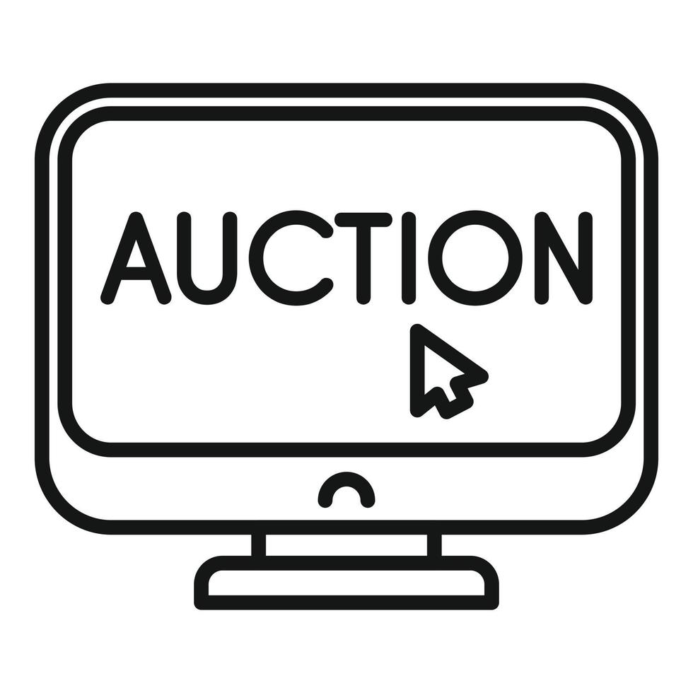 uppkopplad pc auktion ikon översikt vektor. pris sälja vektor