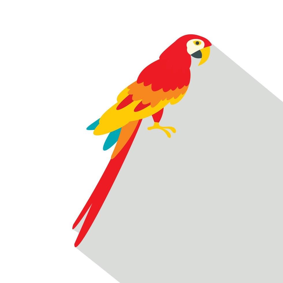 scharlakansrött papegojor ikon, platt stil vektor