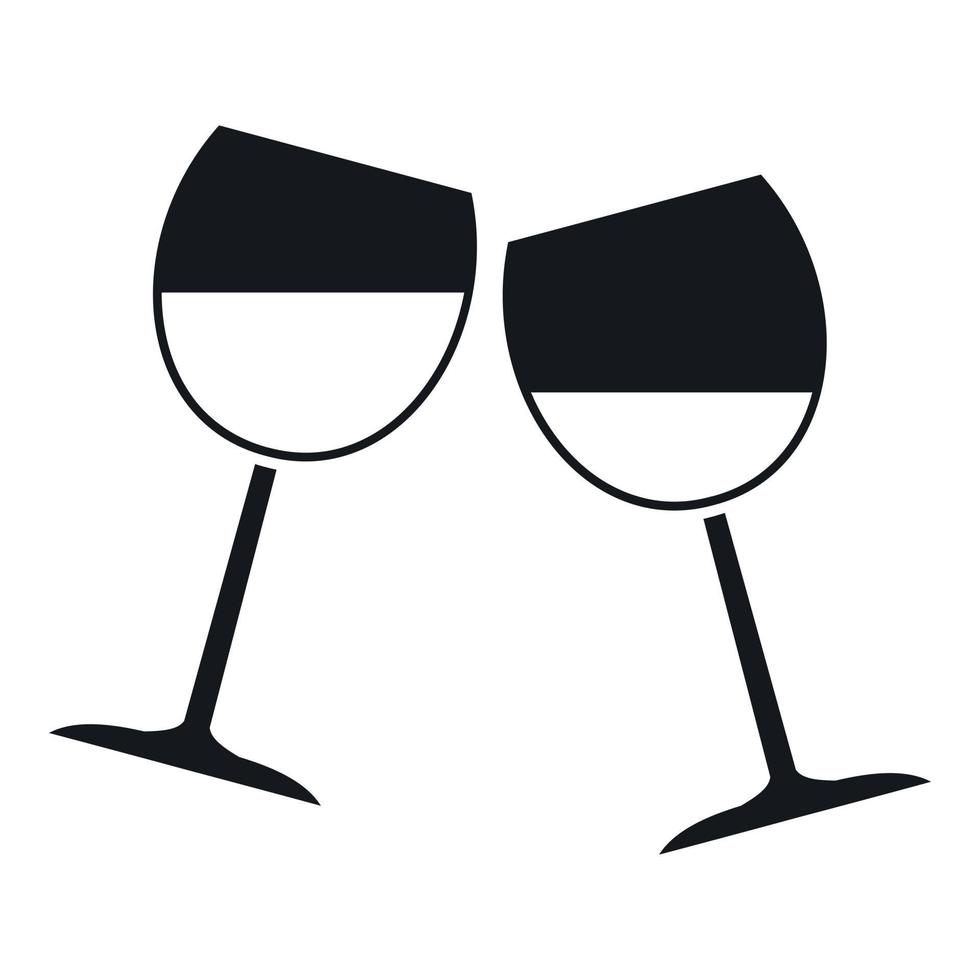Zwei Weingläser-Symbol, einfacher Stil vektor