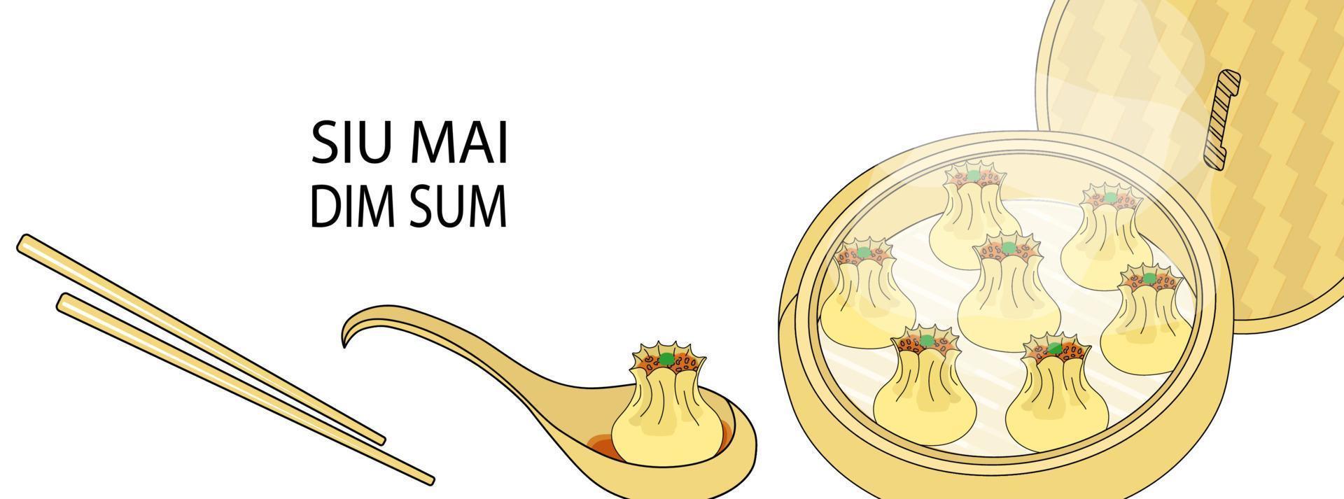 siu mai dämpa belopp ångad klimpar bakgrund vektor illustration