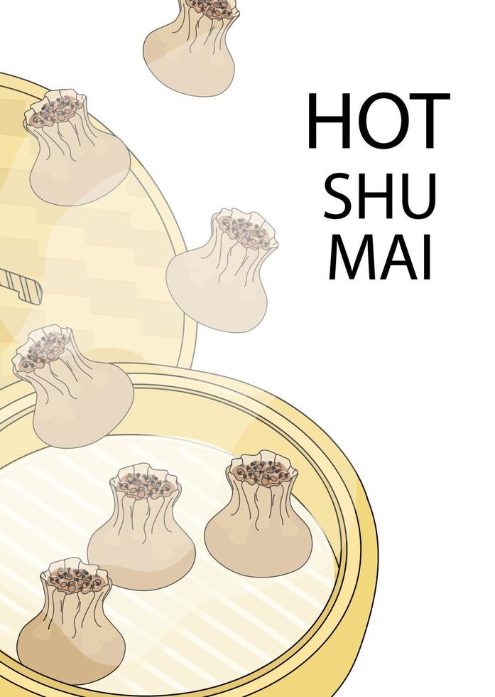 varm shumai ångad klimpar affisch vektor illustration