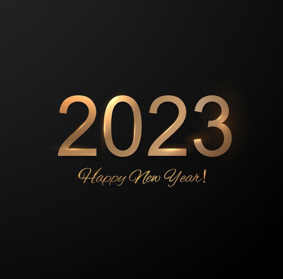 2023 Lycklig ny år bakgrund design. vykort, baner, affisch. vektor illustration.önskar du Lycklig ny år rader, design, gnistrande, guld.