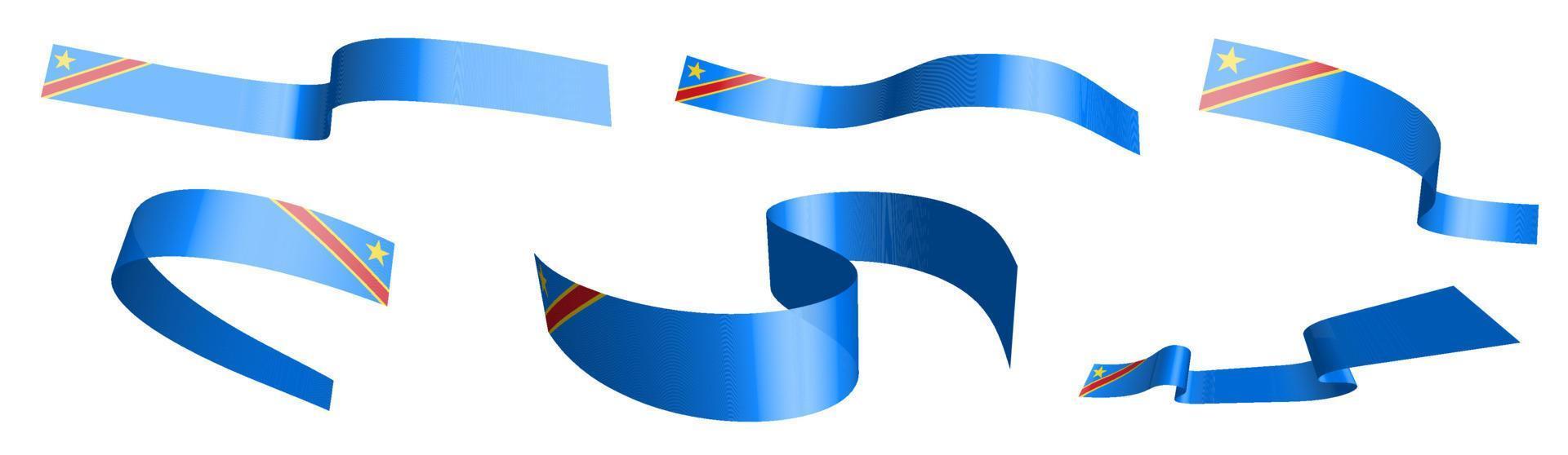 satz feiertagsbänder. Republik Kongo Fahnenschwingen im Wind. Trennung in untere und obere Schicht. Gestaltungselement. Vektor auf weißem Hintergrund