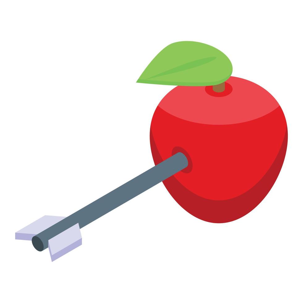 Apple Bullseye-Symbol isometrischer Vektor. Wettbewerb im Bogenschießen vektor