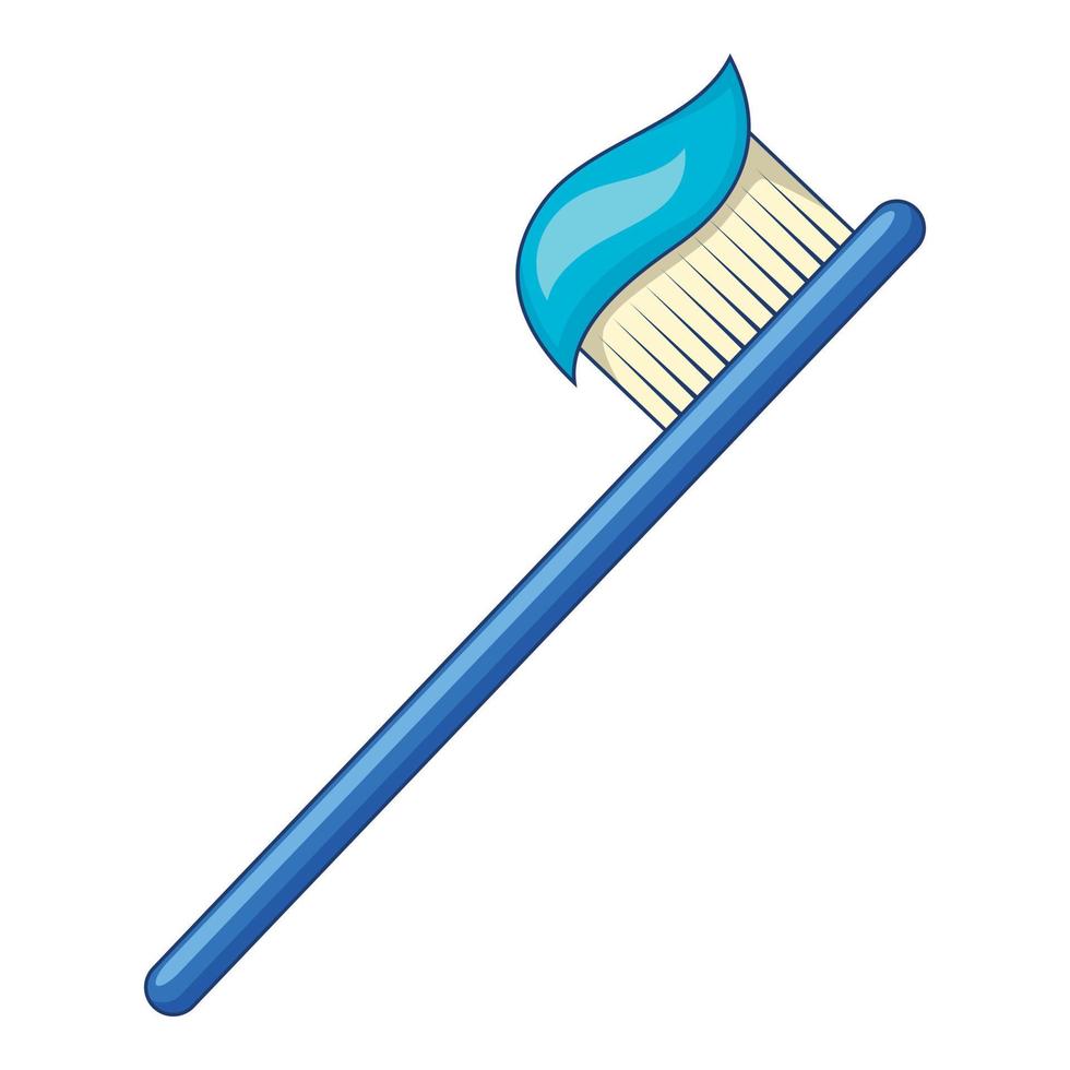 tandborste med tandkräm ikon, tecknad serie stil vektor
