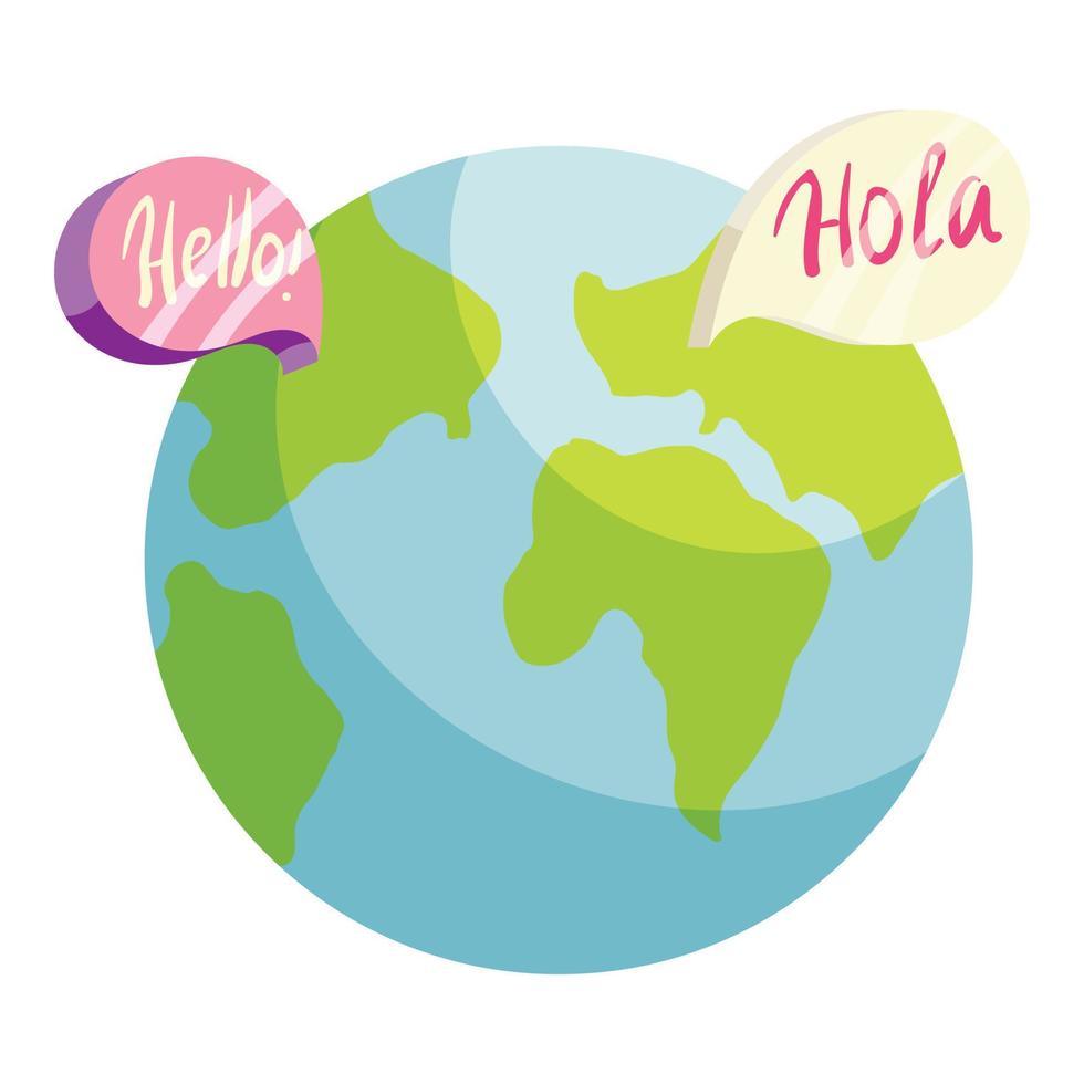 globus mit hallo- und hola-welten-symbol vektor
