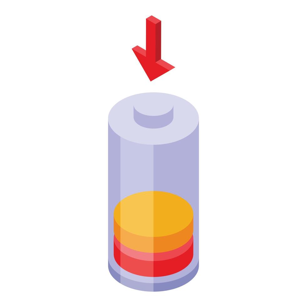 låg batteri ikon isometrisk vektor. kraft energi vektor