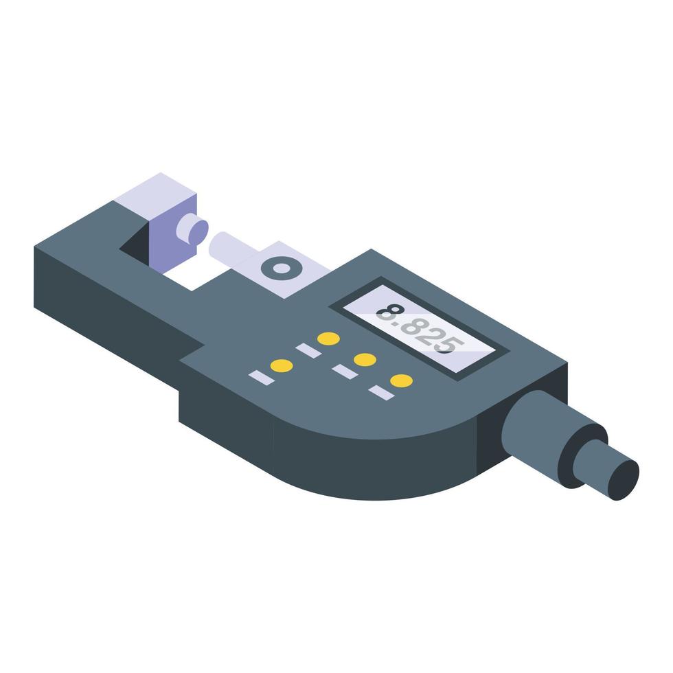 Stahlmikrometer-Symbol isometrischer Vektor. digitales Lineal vektor