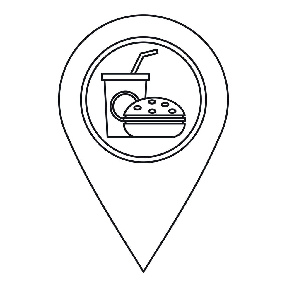 Fast-Food-Pin-Kartensymbol, Umrissstil vektor