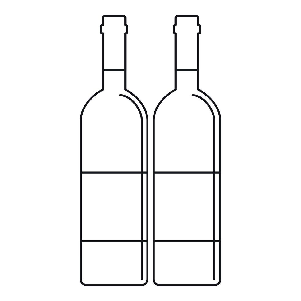zwei Weinflaschen-Symbol, Umrissstil vektor