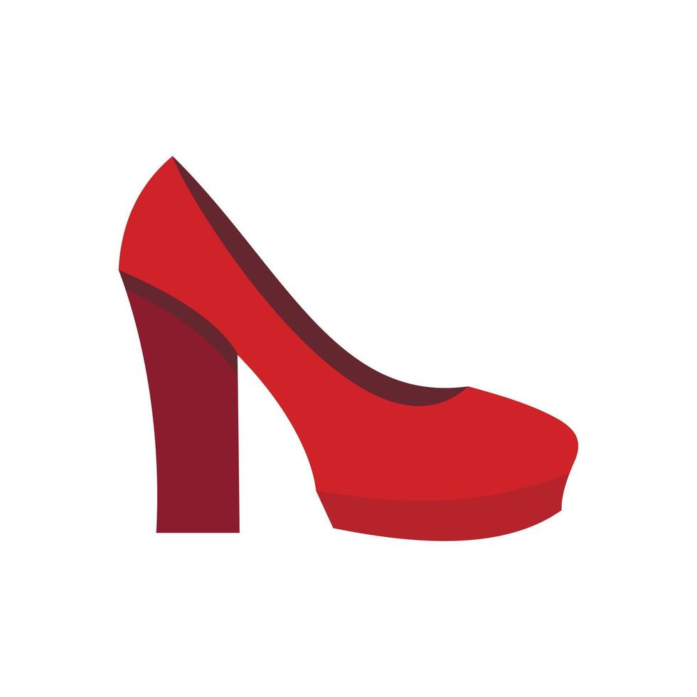 Symbol für rote Schuhe mit hohen Absätzen, flacher Stil vektor