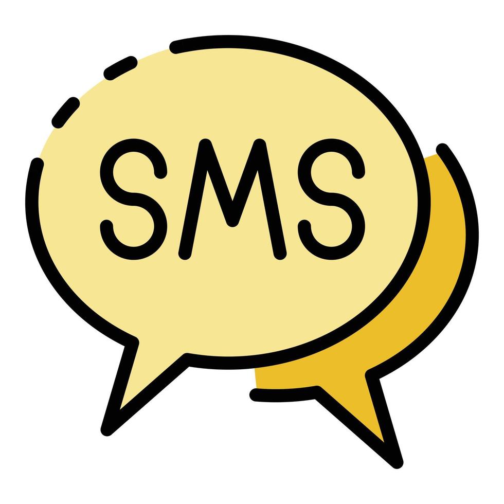 SMS-Blasen-Symbol Farbe Umriss Vektor