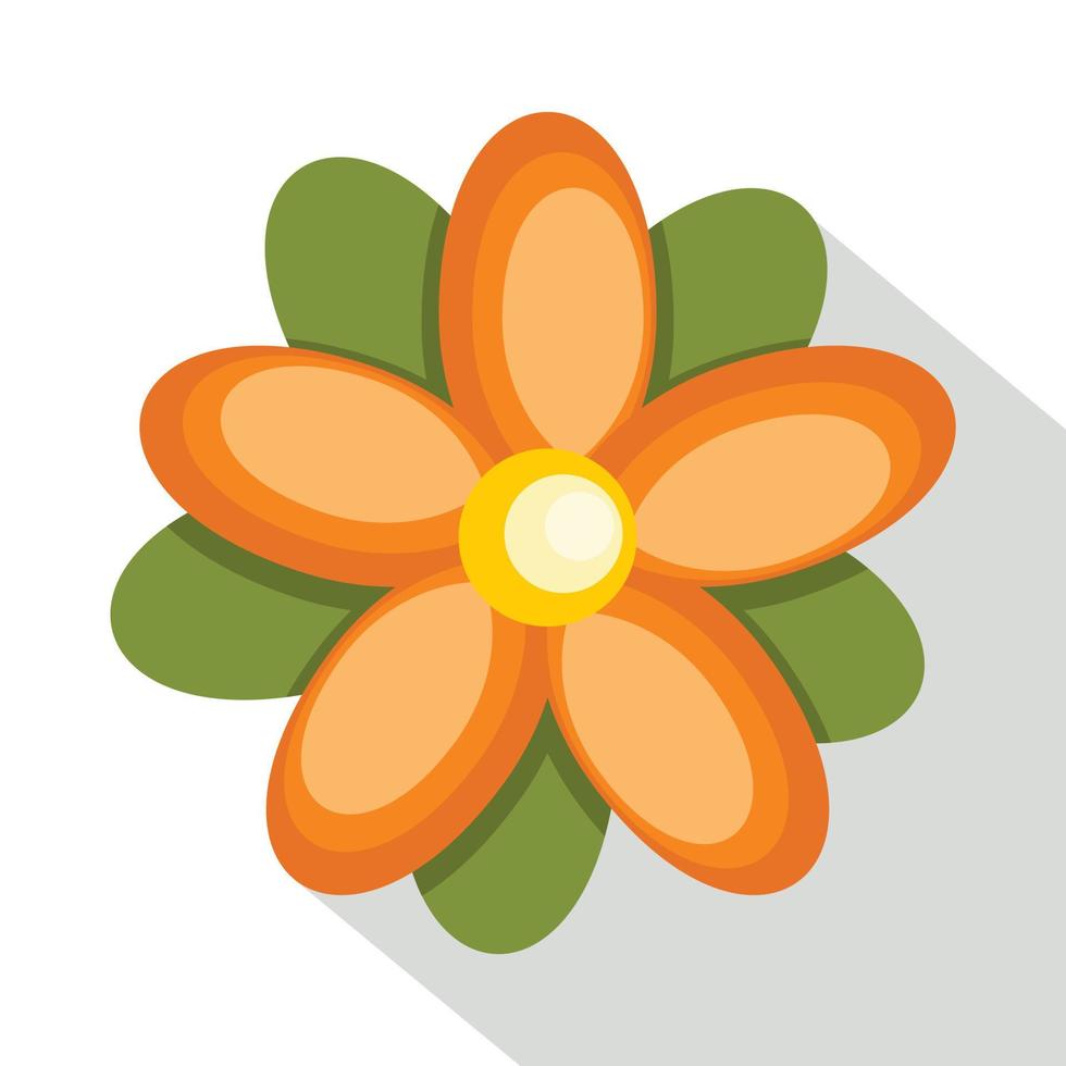 orange abstrakt blomma ikon, platt stil vektor
