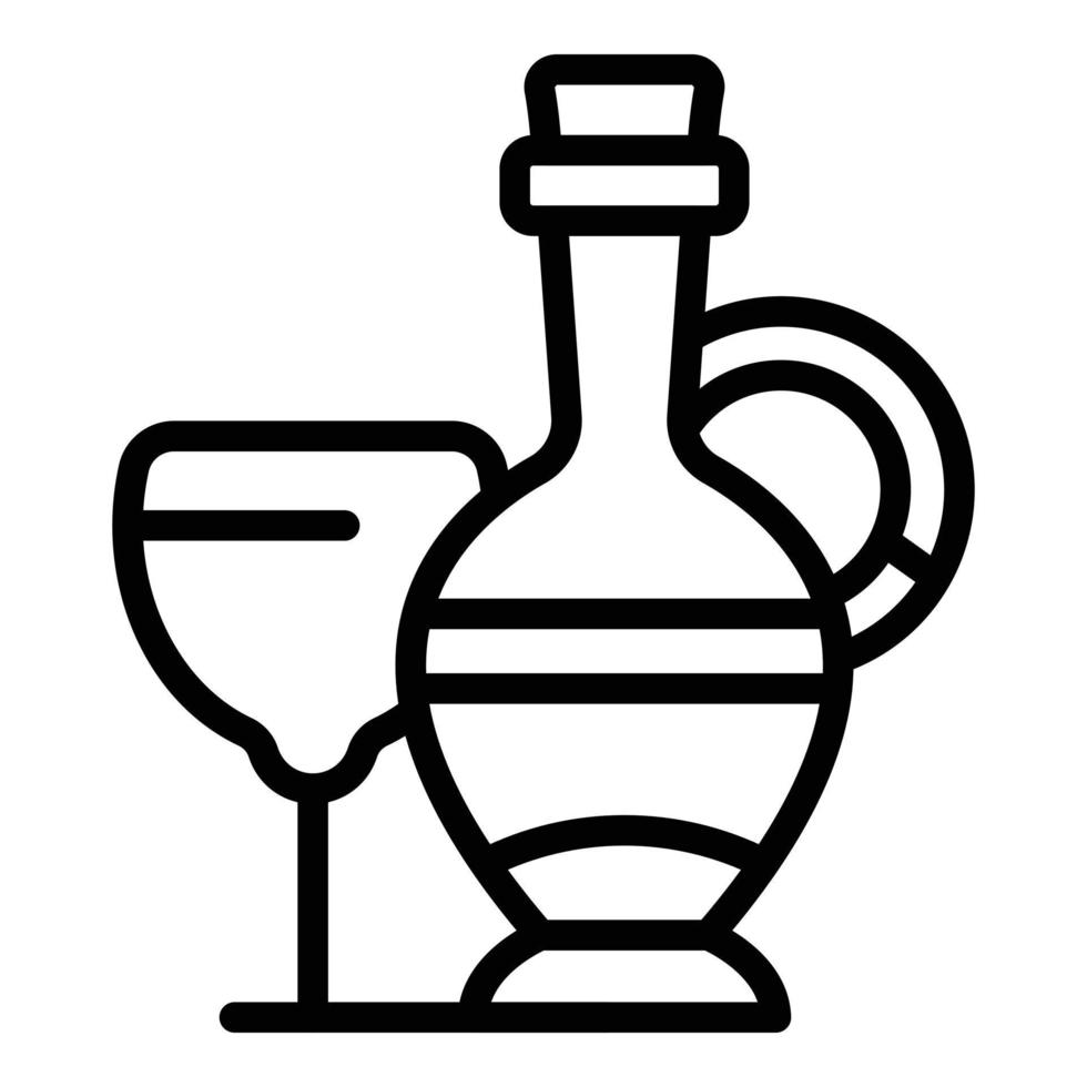 Weinglas Krug Symbol Umrissvektor. Trinkflasche vektor