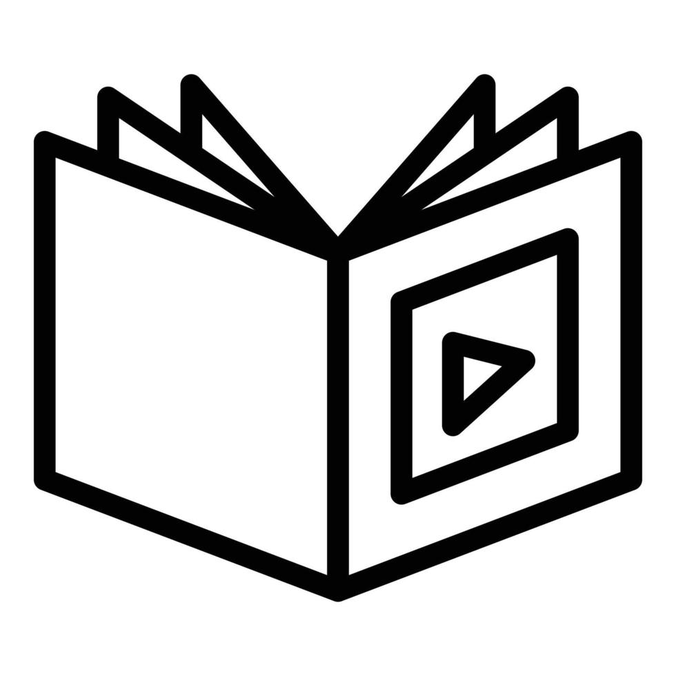 Öffnen Sie den Umrissvektor des Videobuchsymbols. digitale Bibliothek vektor