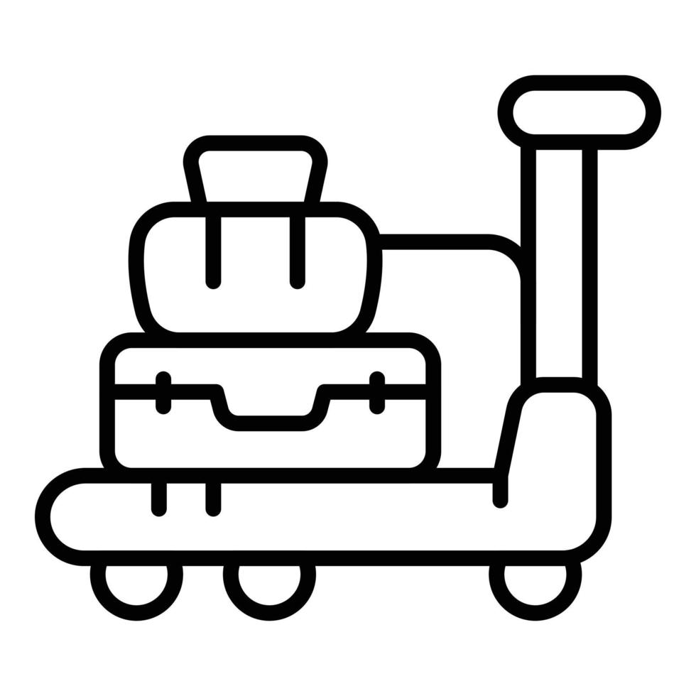 Tragetaschen-Trolley-Symbol Umrissvektor. Reisewagen vektor