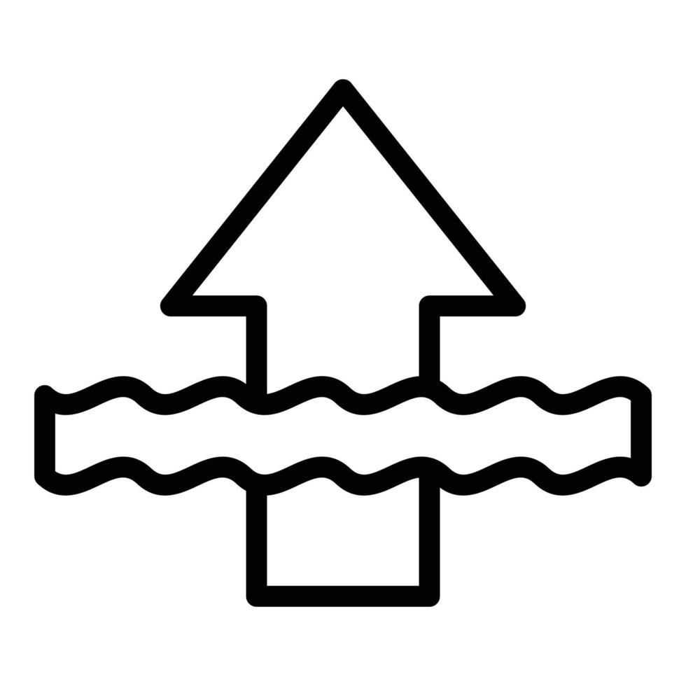 steigender Wassersymbol-Umrissvektor. Meereshöhe vektor
