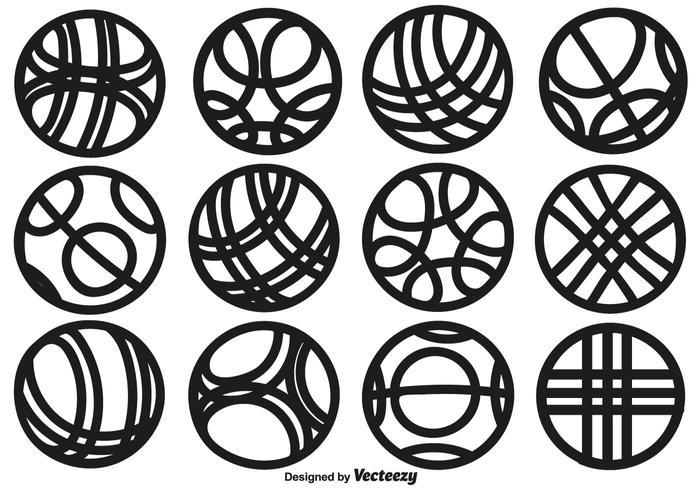 Vektor samling av linje stil Bocce Ball ikoner