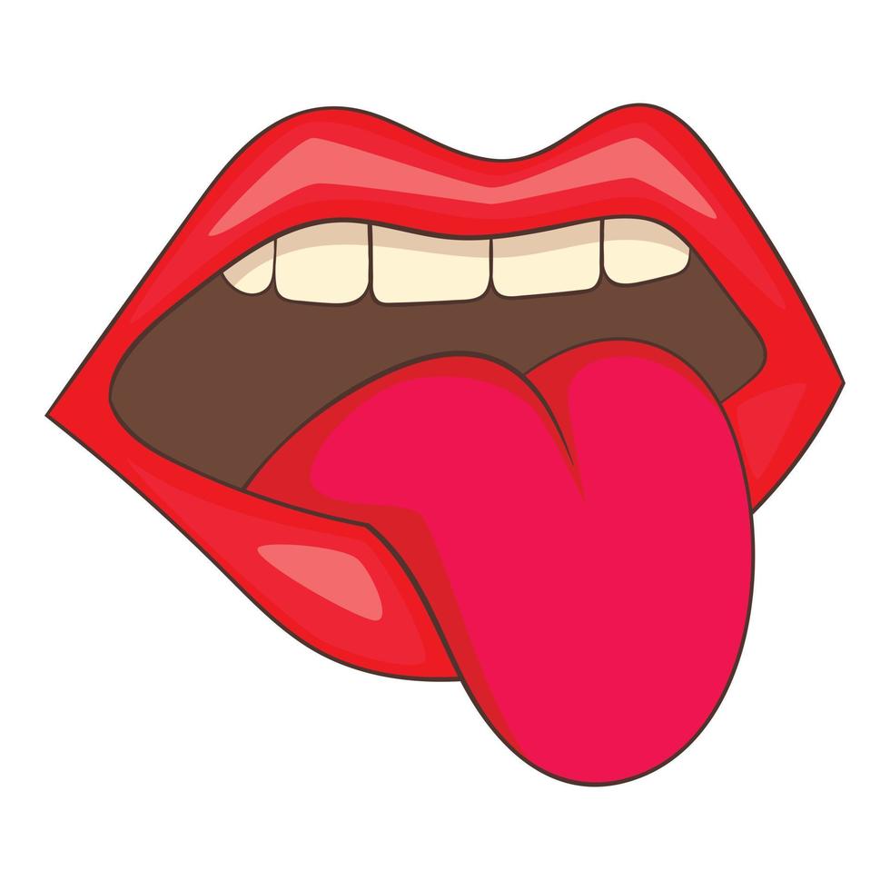 öppen mun med röd kvinna mun och tunga ikon vektor