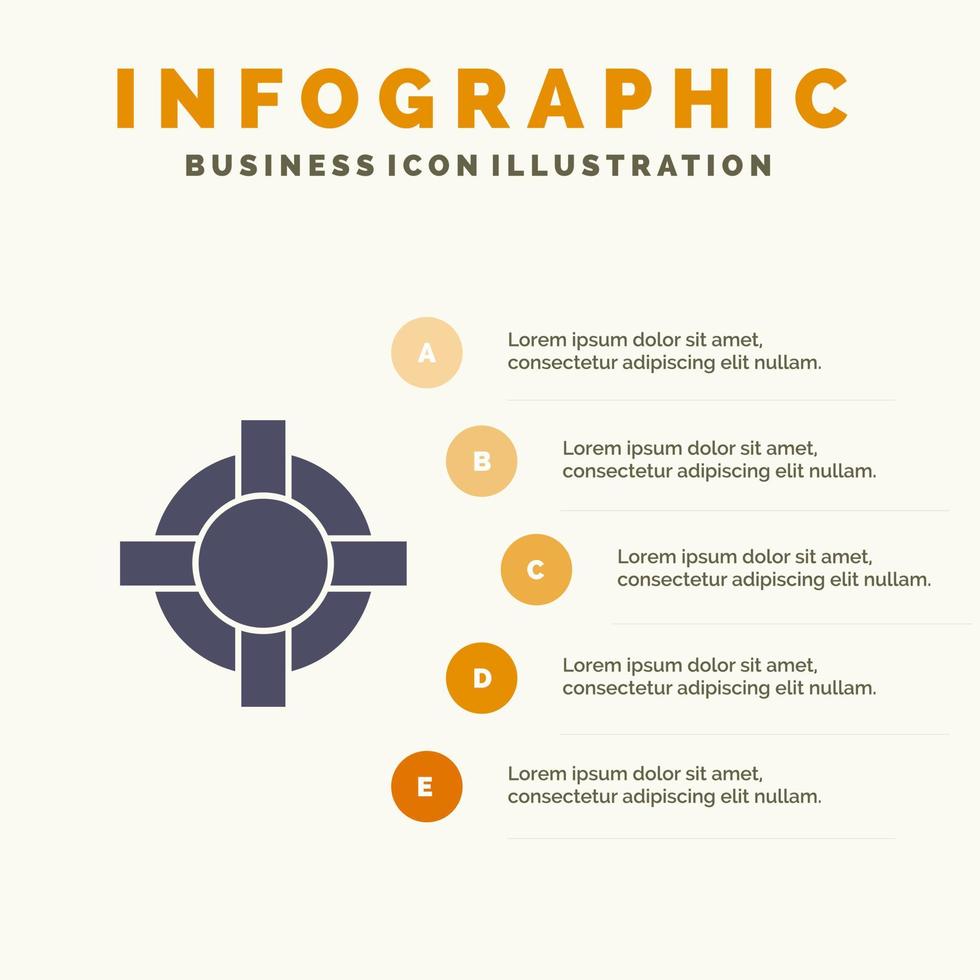 Hilfe-Lebensretter Unterstützung Solid Icon Infografiken 5 Schritte Präsentationshintergrund vektor