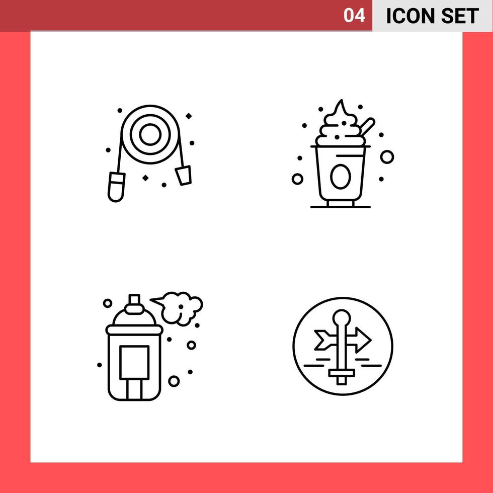 4 ikon packa linje stil översikt symboler på vit bakgrund enkel tecken för allmän design vektor