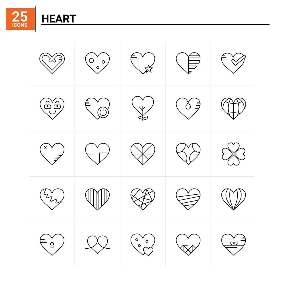 25 hjärta ikon uppsättning vektor bakgrund