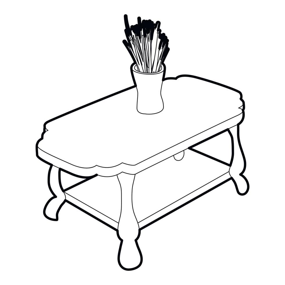 kaffe tabell med vas ikon, isometrisk 3d stil vektor