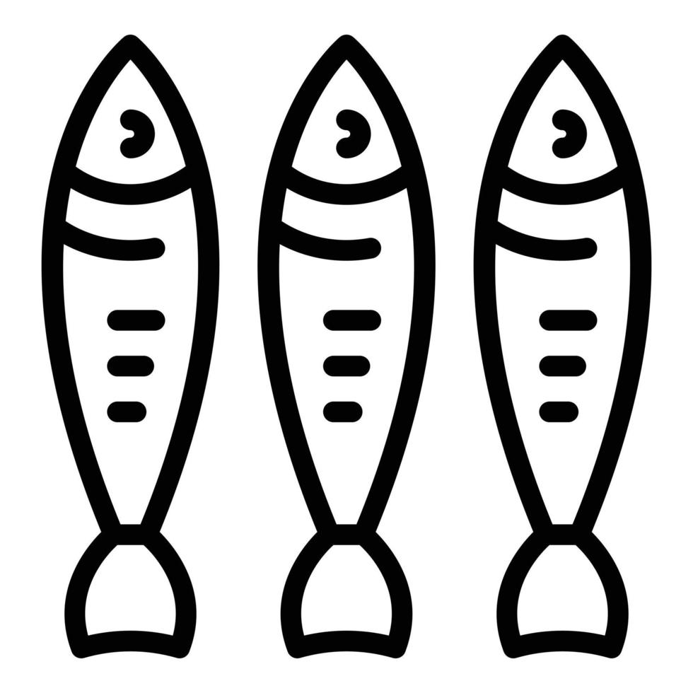 Ozean-Hering-Symbol-Umrissvektor. Fischfutter vektor