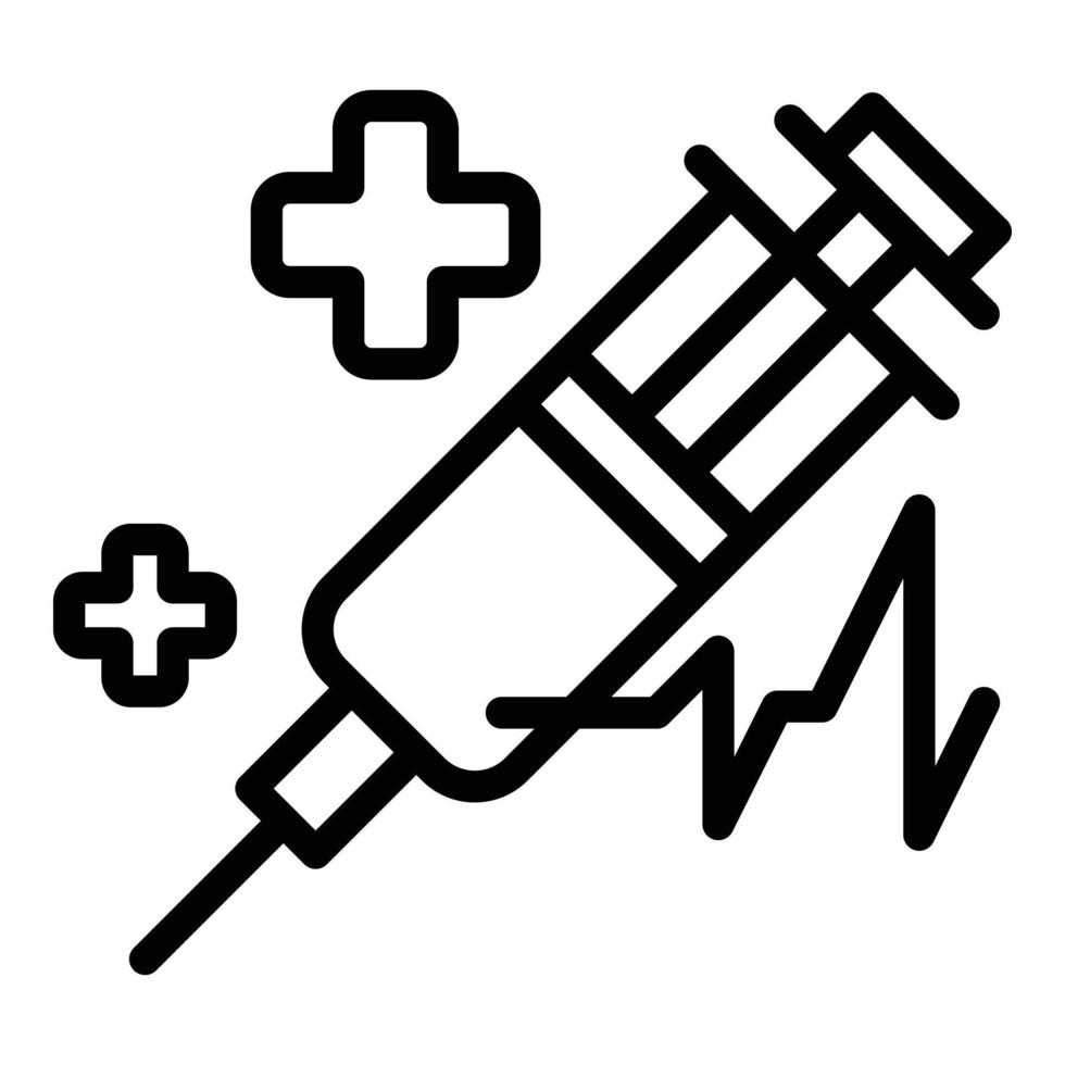 Symbol Umrissvektor für medizinische Spritze. Impfnadel vektor