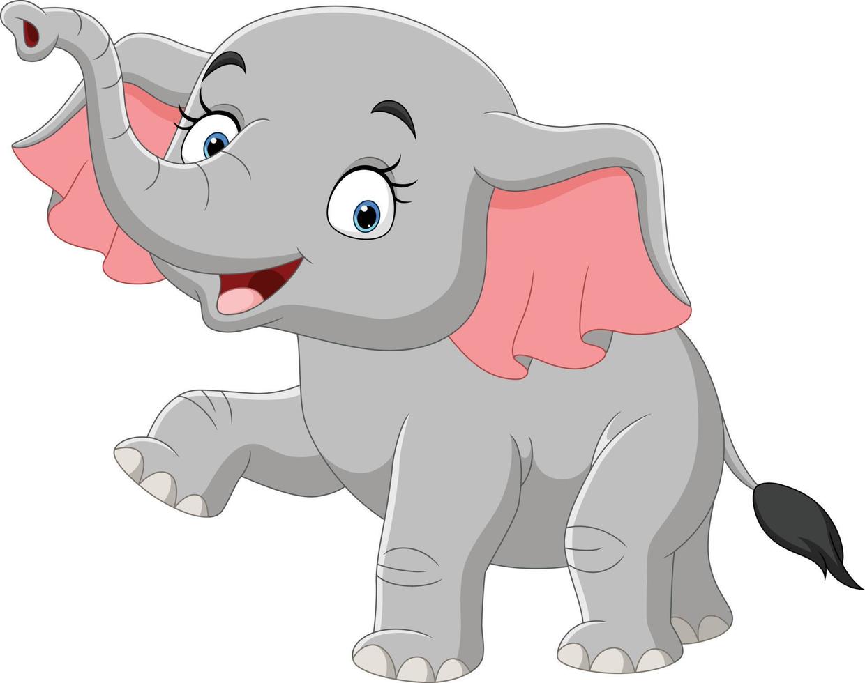 glücklicher elefant der karikatur auf weißem hintergrund vektor