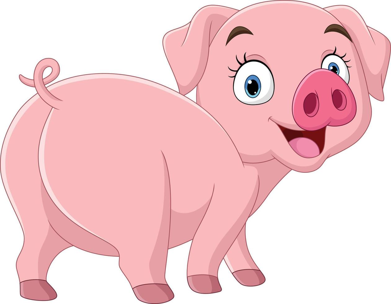 Cartoon lustiges Schwein auf weißem Hintergrund vektor