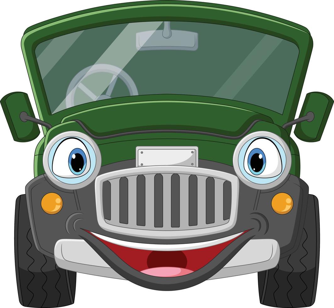 Cartoon-Auto-Jeep-Maskottchen-Charakter vektor