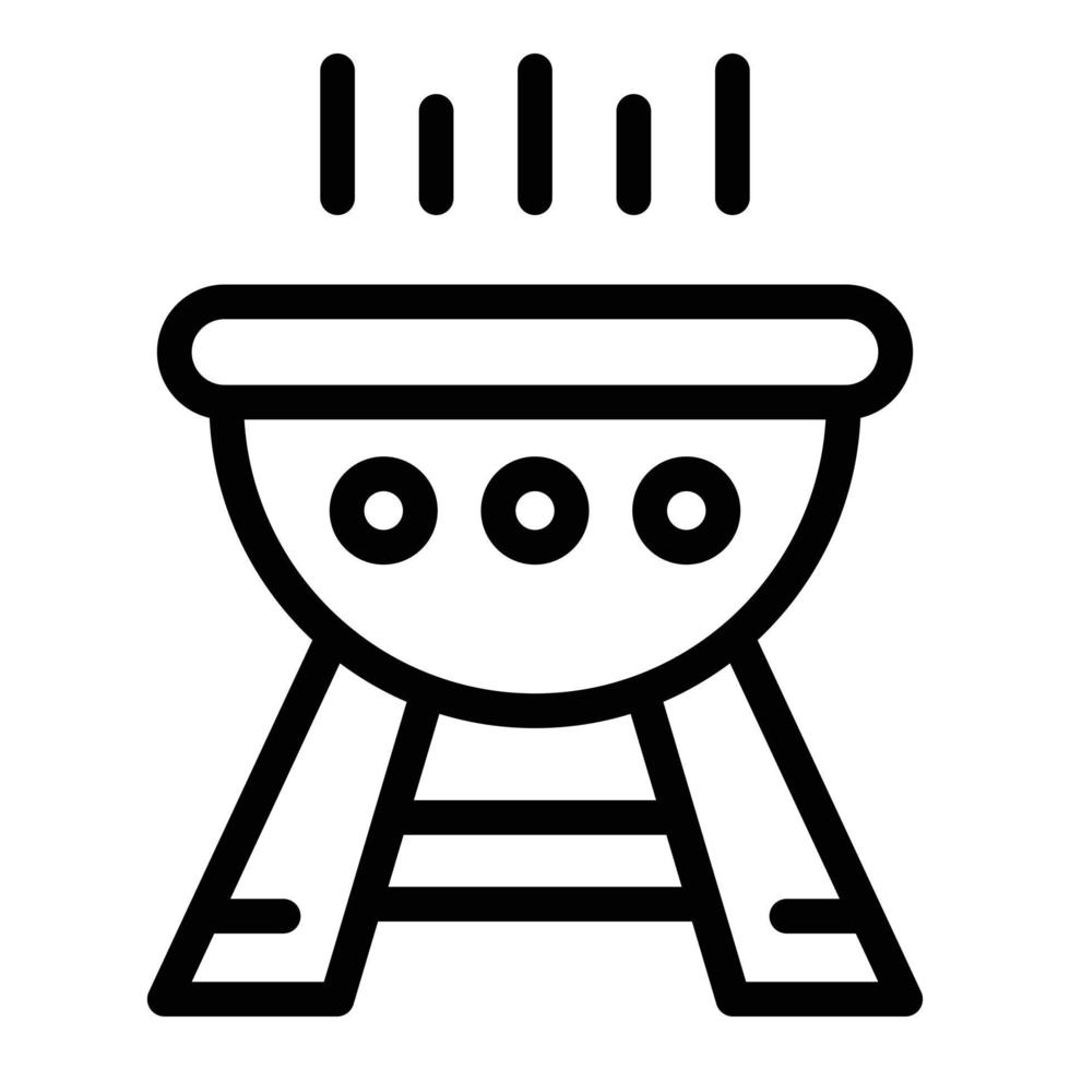 Grilltopf Symbol Umrissvektor. Waldhaus vektor