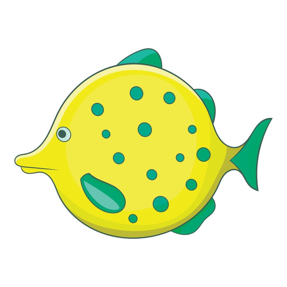 gul prickad fisk ikon, tecknad serie stil vektor